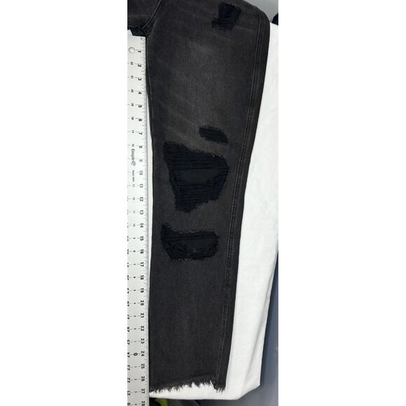 Flying Monkey Black Label Jeans Womens 25 Black Distressed Super High Rise Crop - Picture 10 of 16